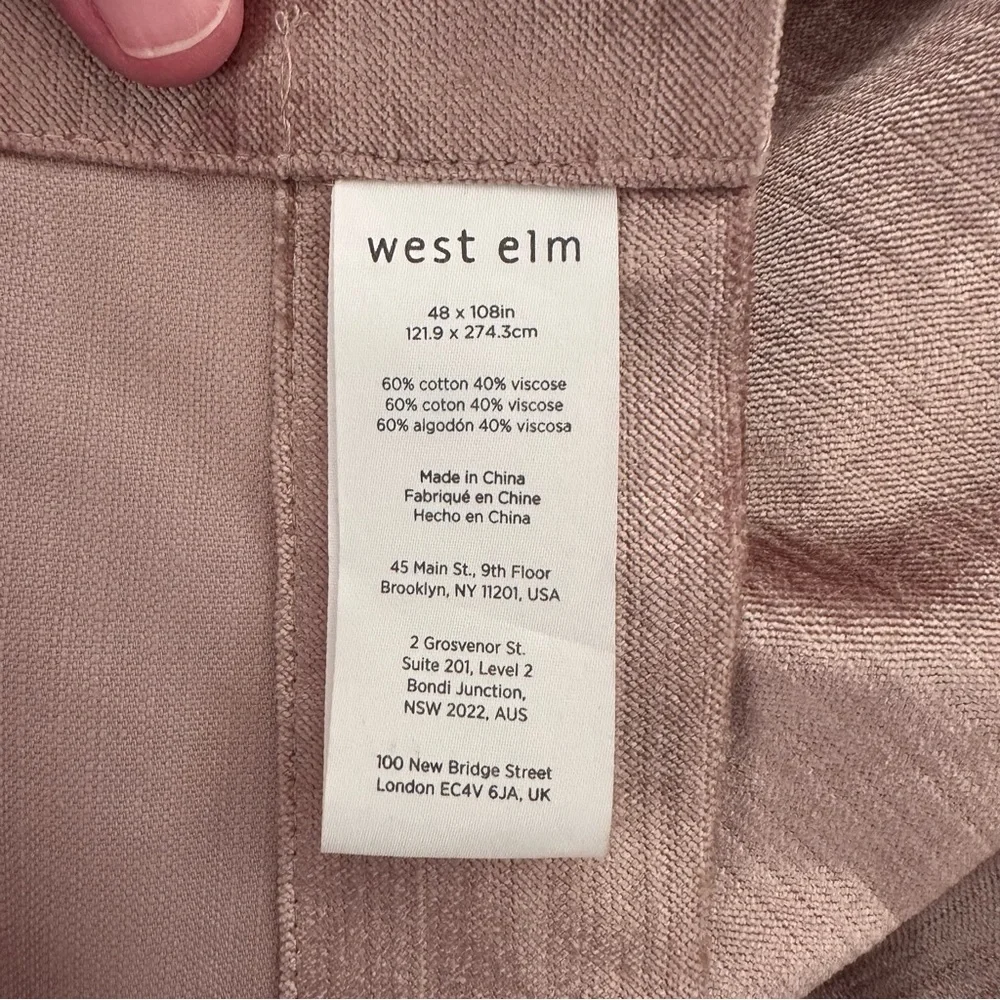 West Elm Dusty Mauve Velour Curtain Set (48”x108”)